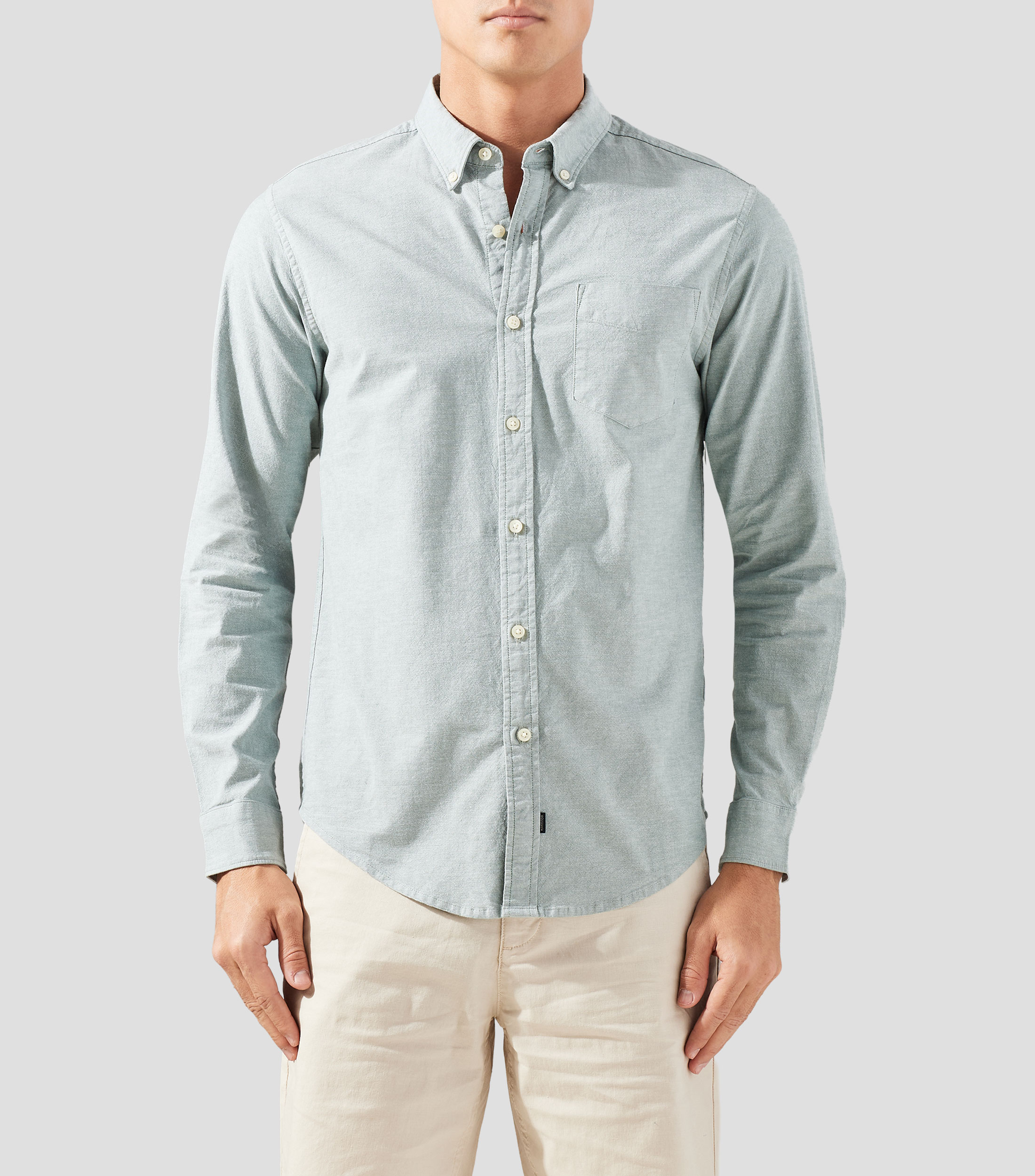 Camisa lisa manga larga Hombre